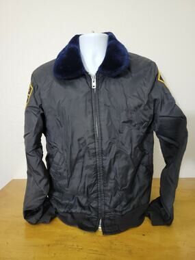 Flight Jacket Small Security Guard Bomber Jacket w/Patches Black Size S